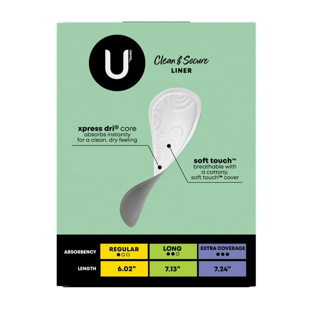 U by Kotex Security Lightdays Panty Liners, Light Absorbency, Extra Coverage, Unscented, UBK LINER 80
