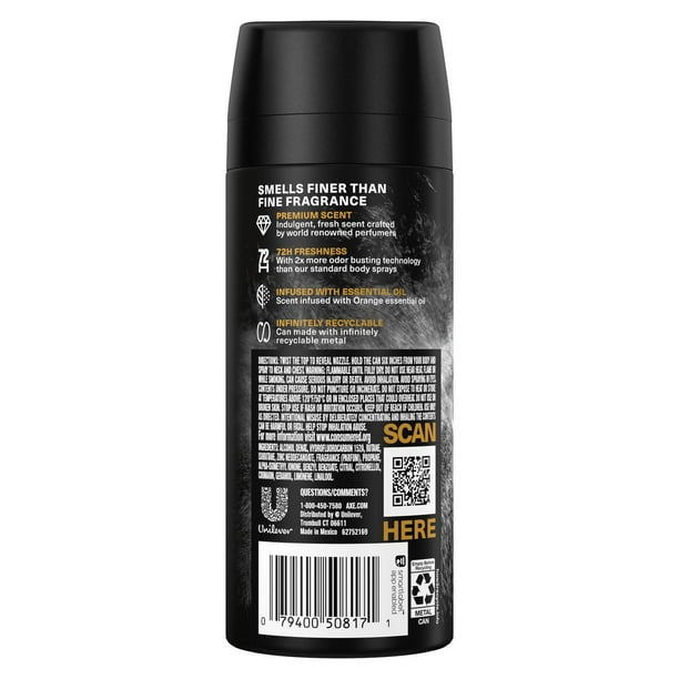 AXE Fine Fragrance Collection Black Vanilla Premium Body Spray for Men, 113g Body Spray