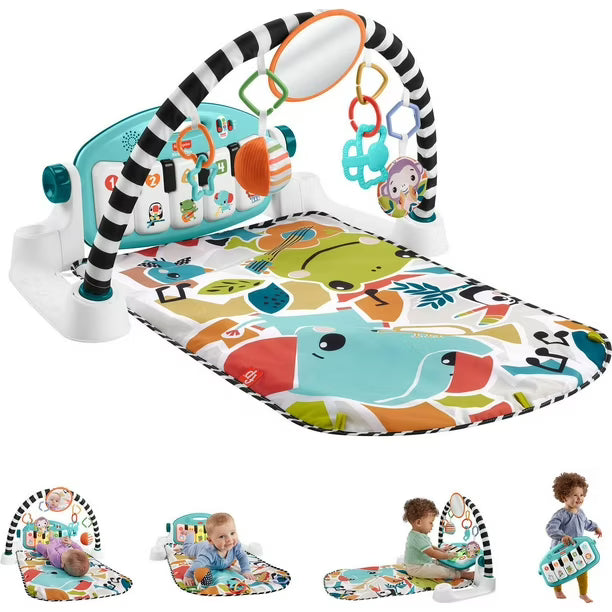 Fisher-Price Glow and Grow Kick & Play Piano Gym Baby Playmat with Musical Learning Toy - English Version, 0-36 months