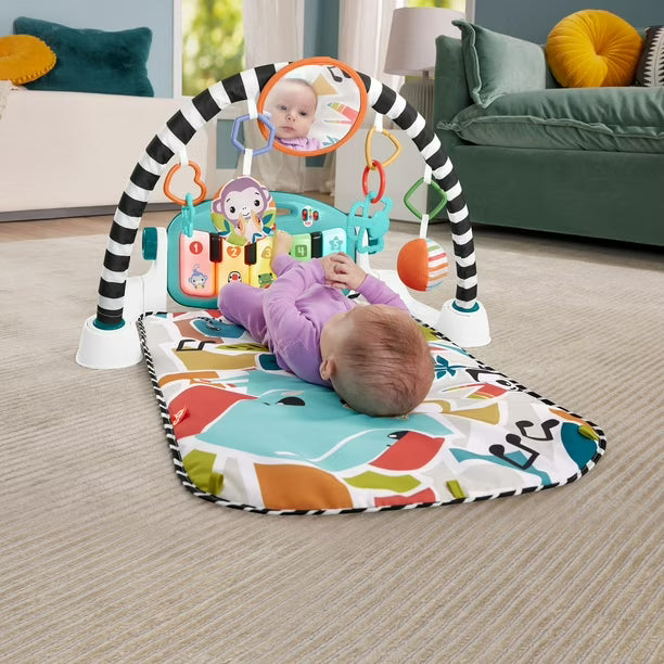 Fisher-Price Glow and Grow Kick & Play Piano Gym Baby Playmat with Musical Learning Toy - English Version, 0-36 months