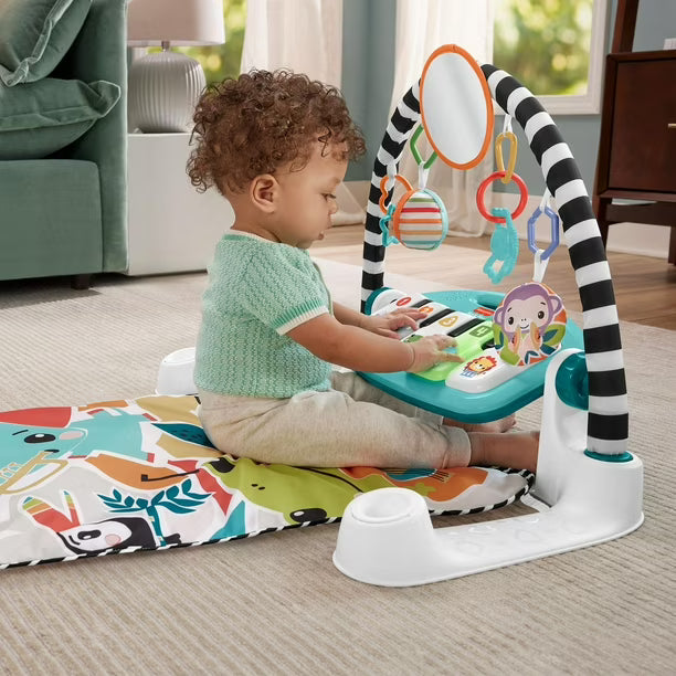 Fisher-Price Glow and Grow Kick & Play Piano Gym Baby Playmat with Musical Learning Toy - English Version, 0-36 months