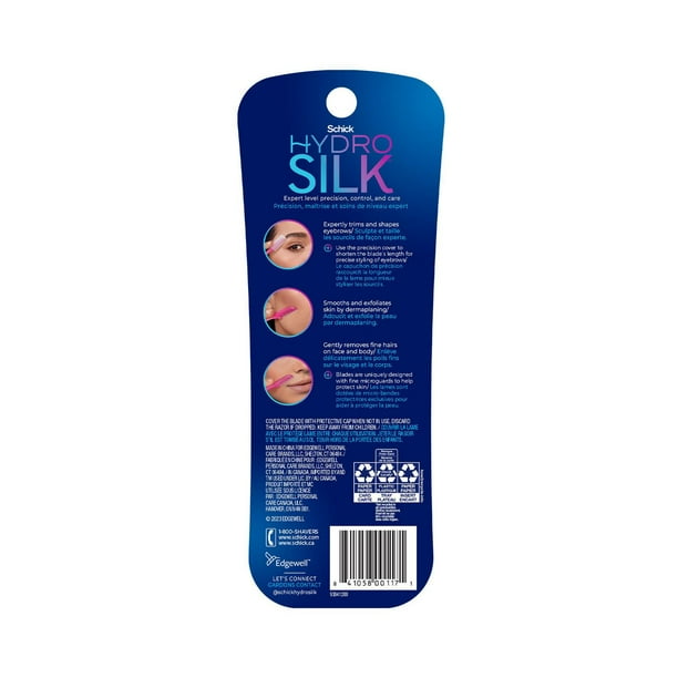 Schick Hydro Silk Touch-Up Exfoliating Eyebrow Razor & Precision Trimmer, Pack of 3 Razors