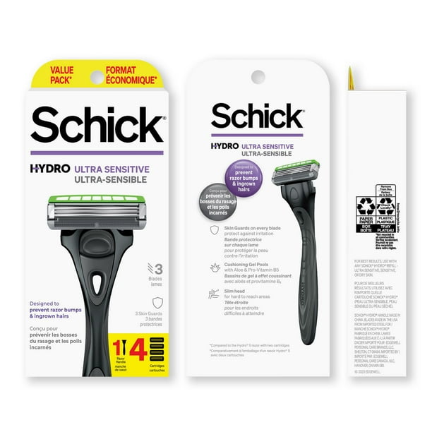 Schick Hydro Ultra Sensitive Razor, 1 Handle 4 Refills