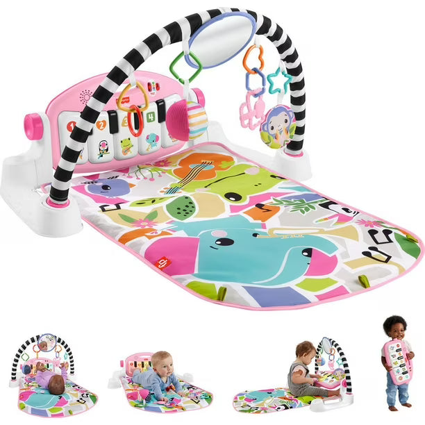 Fisher-Price Glow and Grow Kick & Play Piano Gym Baby Playmat with Musical Learning Toy - English Version, 0-36 months