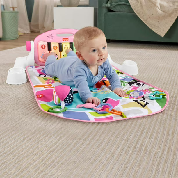 Fisher-Price Glow and Grow Kick & Play Piano Gym Baby Playmat with Musical Learning Toy - English Version, 0-36 months