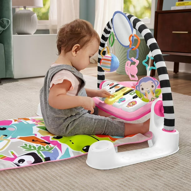 Fisher-Price Glow and Grow Kick & Play Piano Gym Baby Playmat with Musical Learning Toy - English Version, 0-36 months