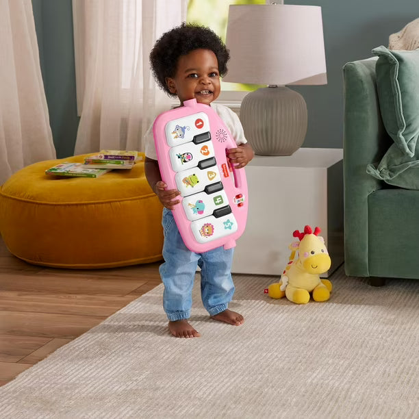 Fisher-Price Glow and Grow Kick & Play Piano Gym Baby Playmat with Musical Learning Toy - English Version, 0-36 months
