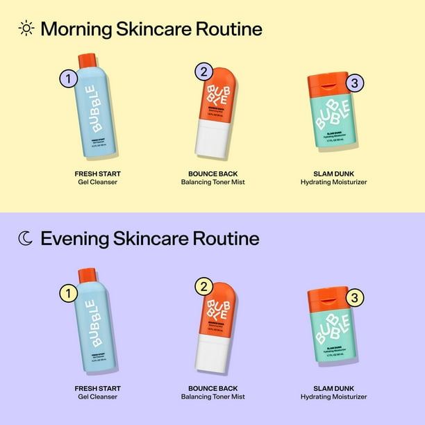 Bubble Skincare 3-Step Hydrating Routine Bundle, for Normal to Dry Skin, Unisex, Set of 3, Bubble Dry Skin Kit, 3 Pieces