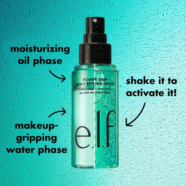 e.l.f. Cosmetics Power Grip Dewy Setting Spray, Bi-phase setting spray, 80 ml