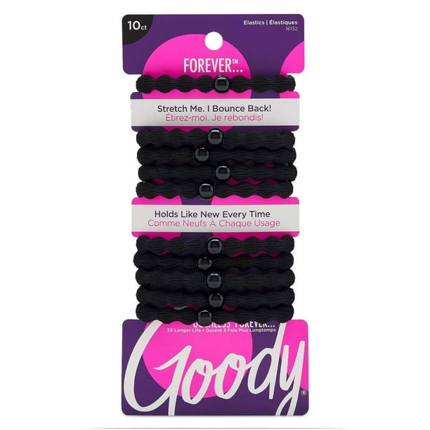 Goody Ouchless Damage-Free Forever - Black Elastics -10Ct, Goody Elastics