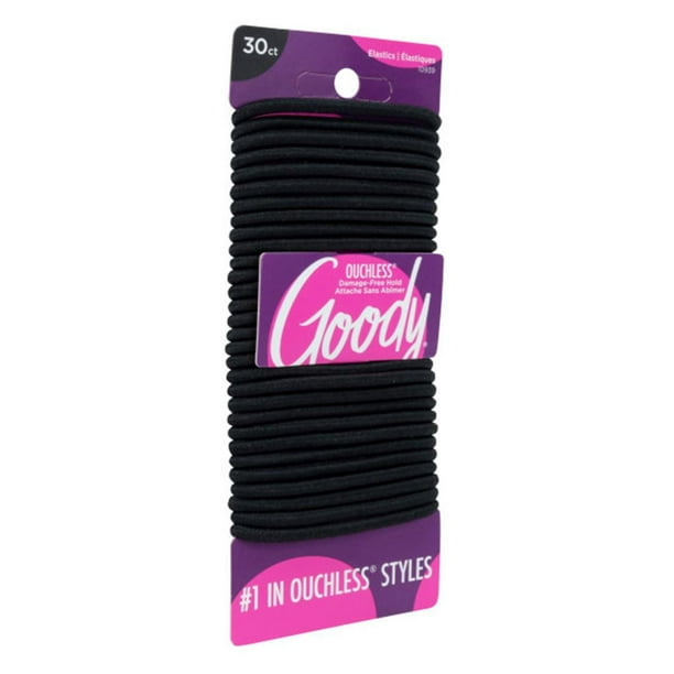 Goody Ouchless Black Hair Elastics - No Metal Gentle Hair Ties - 30 Ct, Goody elastics