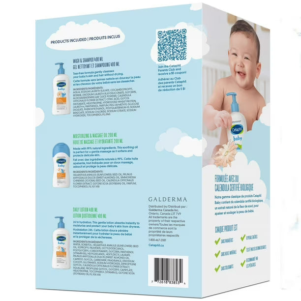 Cetaphil Baby Skin Care Gift Pack | Baby Skincare Essentials | Made with Organic Calendula | Perfect Baby Gift for Parents-to-Be | Paraben Free | Pediatrician Recommended, 1050mg