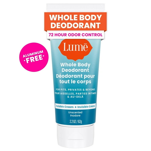 Lume Whole Body Women’s Deodorant - Invisible Cream Tube - Aluminum Free - Unscented - 2.2oz, 2.2oz