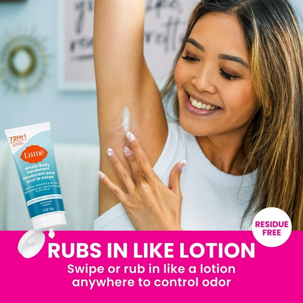 Lume Whole Body Women’s Deodorant - Invisible Cream Tube - Aluminum Free - Unscented - 2.2oz, 2.2oz