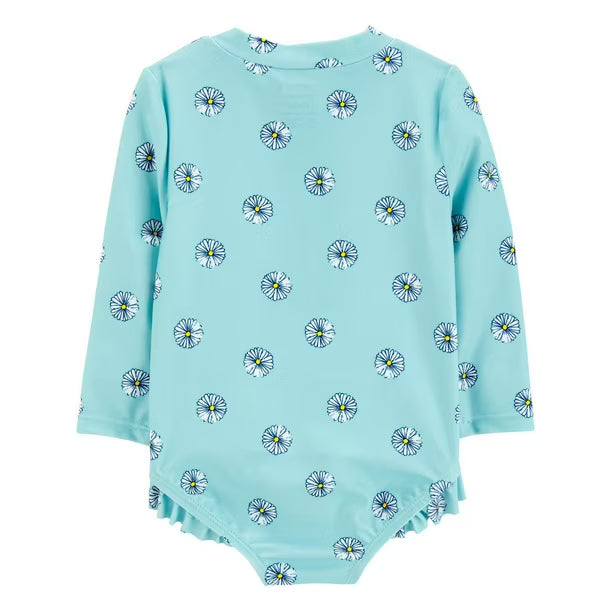 Carter's Child of Mine Baby Girls' Blue Flower 1 Piece, Sizes 0-3months - 24months
