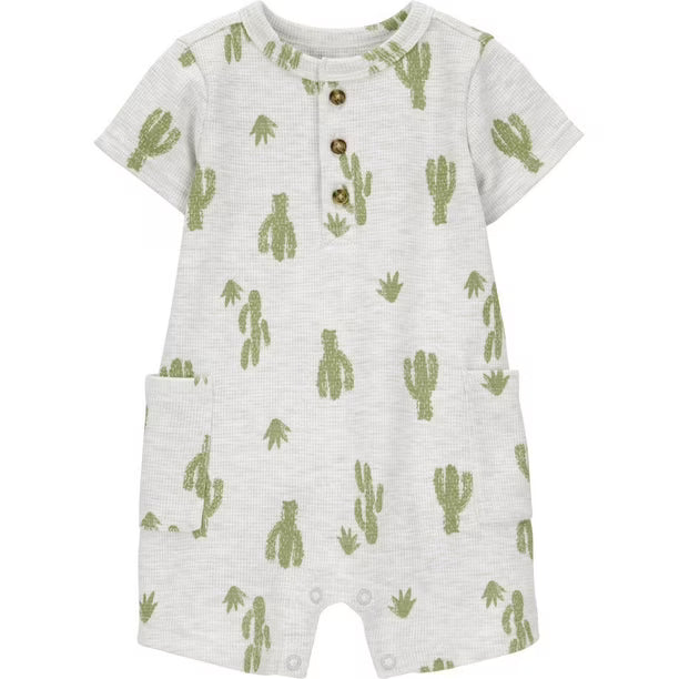 Carter's Child of Mine Infant Boy 1pc Romper-Grey Cactus
