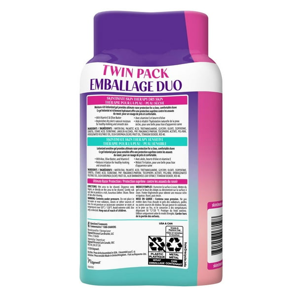 Skintimate Skin Therapy Moisturizing Womens Shave Gel Value Pack, 2 x 198g