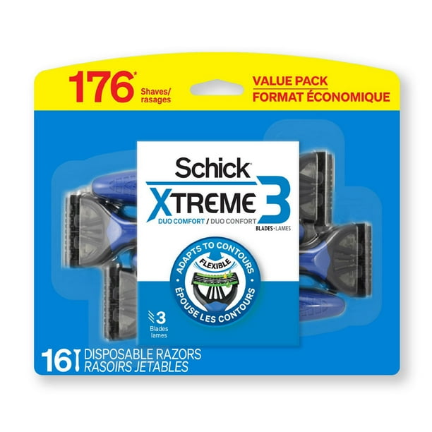 Schick Xtreme3 Mens Refresh Disposable Razor, Value Pack, 16 Disposable Razors, 16 Razors