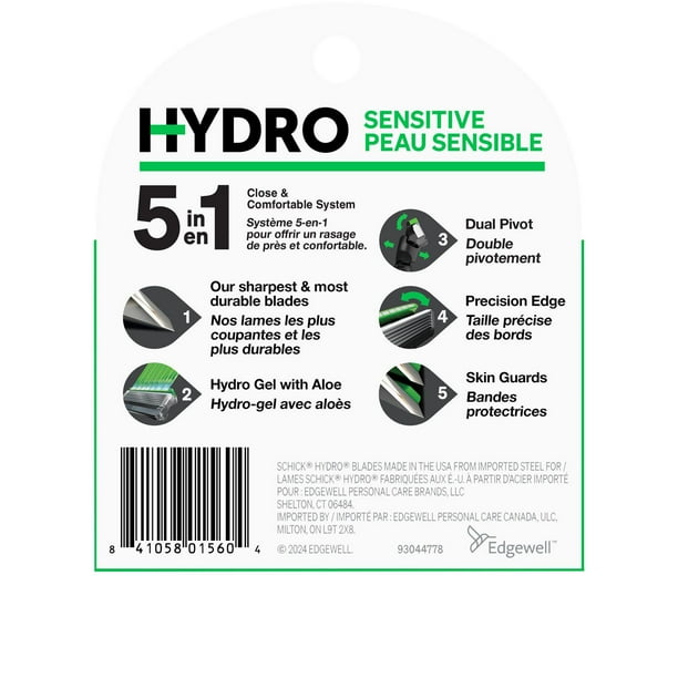 Schick Hydro Sensitive Skin Men’s Razor Refills, 4 Razor Refills