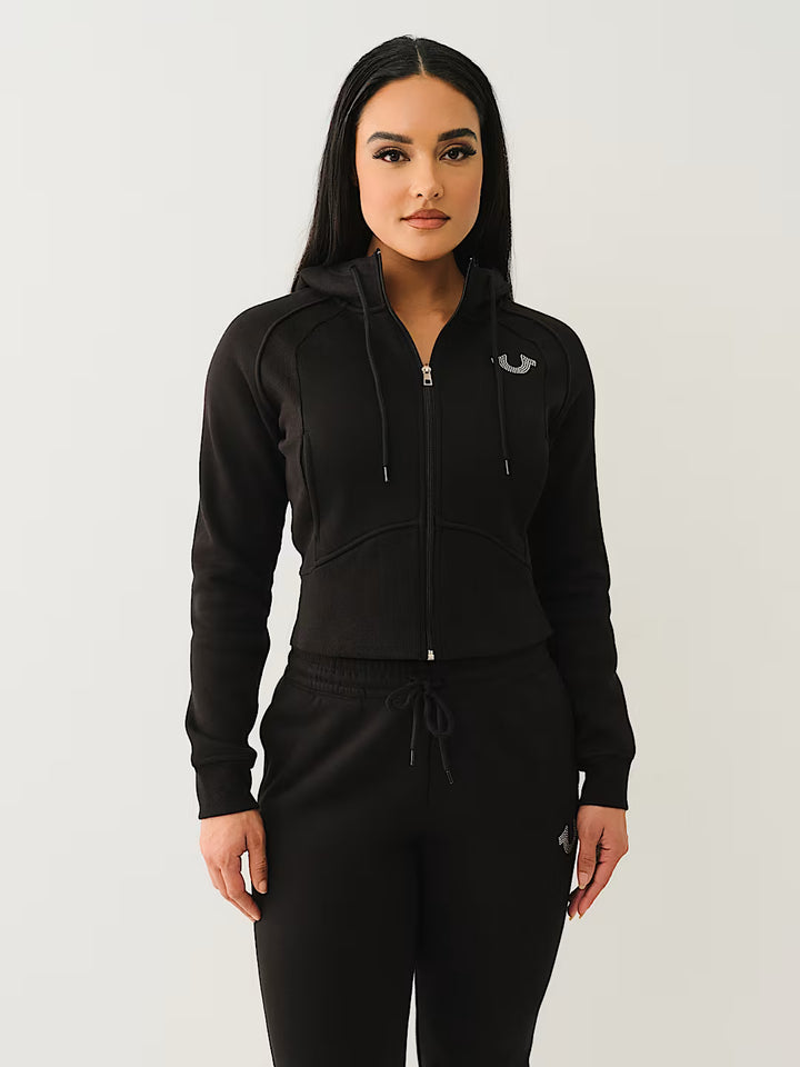 TRUE RELIGION SHRUNKEN STAR RIBBED ZIP HOODIE