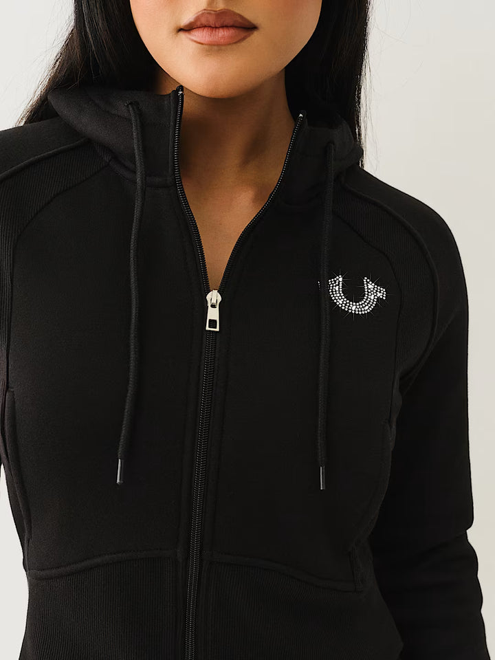 TRUE RELIGION SHRUNKEN STAR RIBBED ZIP HOODIE