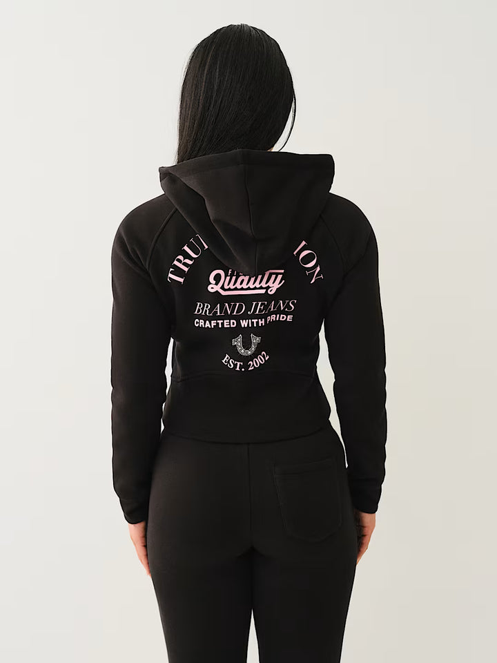 TRUE RELIGION SHRUNKEN STAR RIBBED ZIP HOODIE