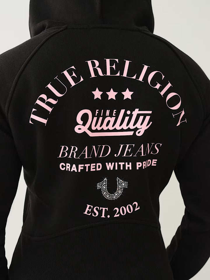 TRUE RELIGION SHRUNKEN STAR RIBBED ZIP HOODIE