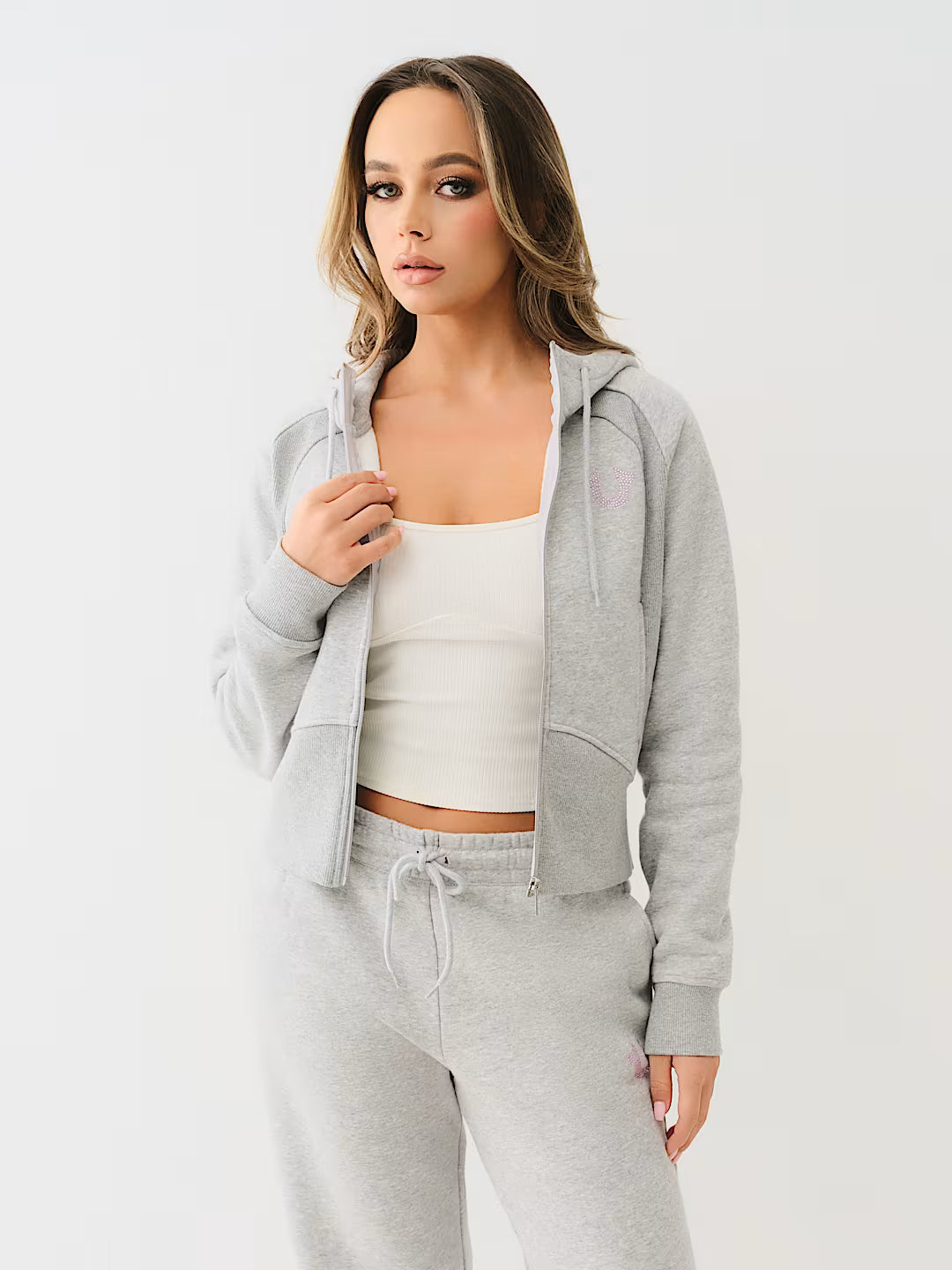 TRUE RELIGION SHRUNKEN STAR RIBBED ZIP HOODIE
