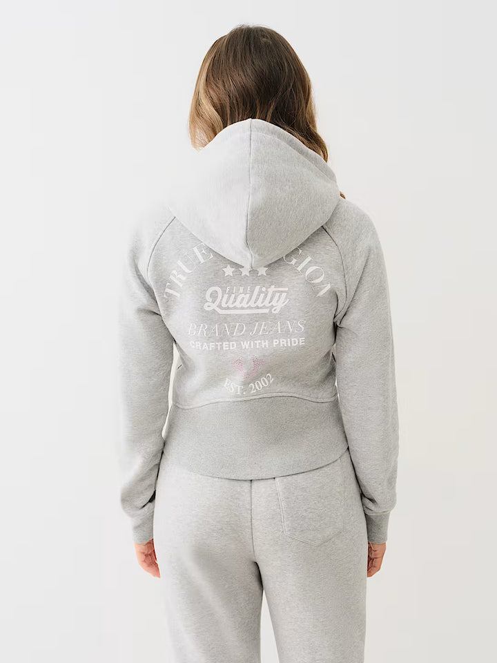 TRUE RELIGION SHRUNKEN STAR RIBBED ZIP HOODIE
