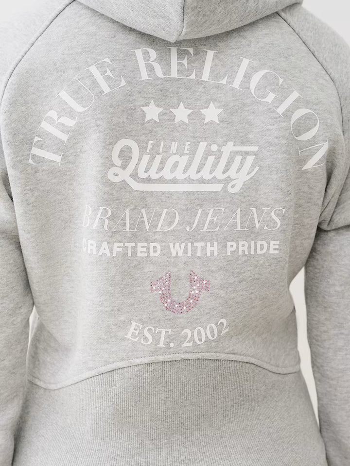 TRUE RELIGION SHRUNKEN STAR RIBBED ZIP HOODIE