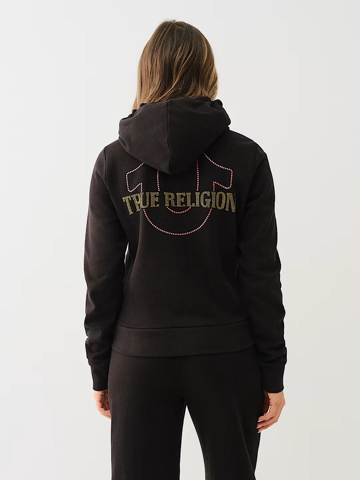 TRUE RELIGION CRYSTAL HORSESHOE ZIP HOODIE