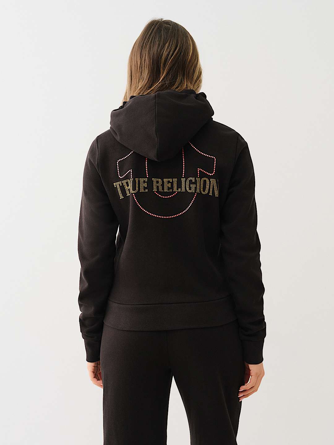 TRUE RELIGION NEW MARKDOWN CRYSTAL HORSESHOE ZIP HOODIE