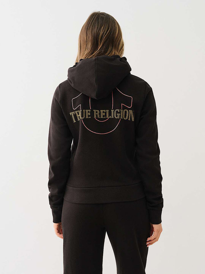 TRUE RELIGION NEW MARKDOWN CRYSTAL HORSESHOE ZIP HOODIE