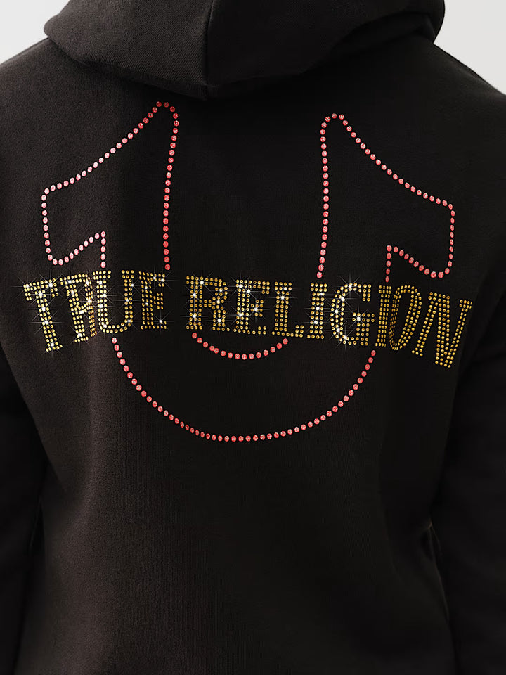 TRUE RELIGION CRYSTAL HORSESHOE ZIP HOODIE
