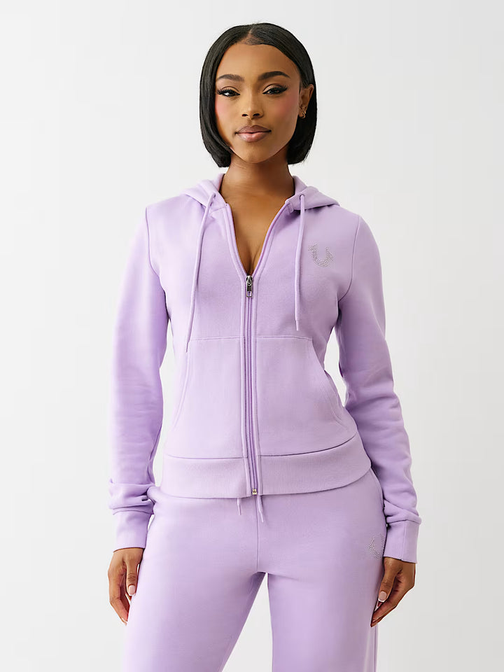 TRUE RELIGION CRYSTAL HORSESHOE ZIP HOODIE