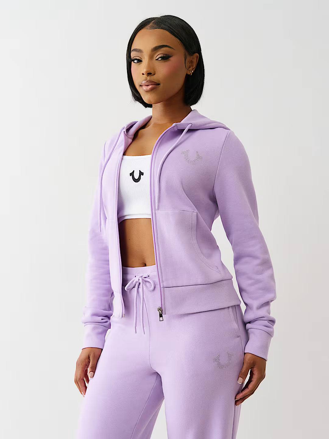 TRUE RELIGION CRYSTAL HORSESHOE ZIP HOODIE