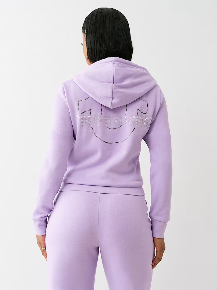 TRUE RELIGION CRYSTAL HORSESHOE ZIP HOODIE