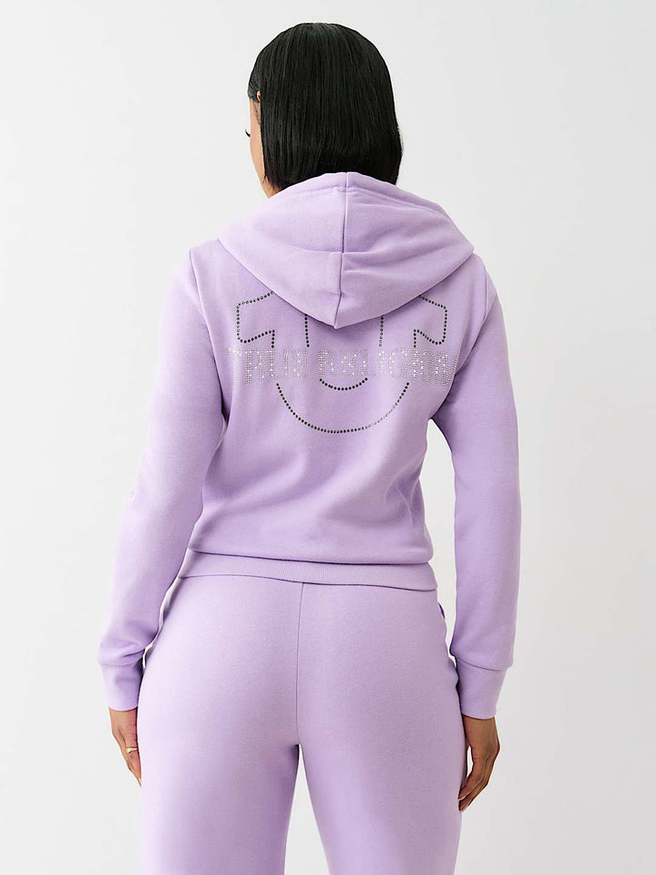 TRUE RELIGION NEW MARKDOWN CRYSTAL HORSESHOE ZIP HOODIE