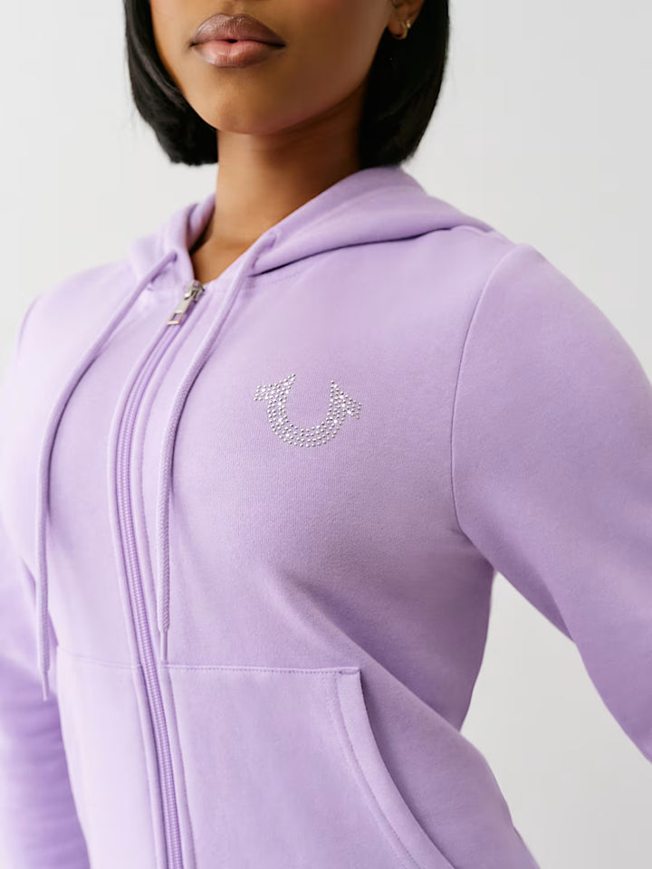 TRUE RELIGION CRYSTAL HORSESHOE ZIP HOODIE