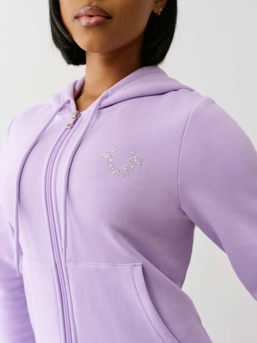 TRUE RELIGION NEW MARKDOWN CRYSTAL HORSESHOE ZIP HOODIE