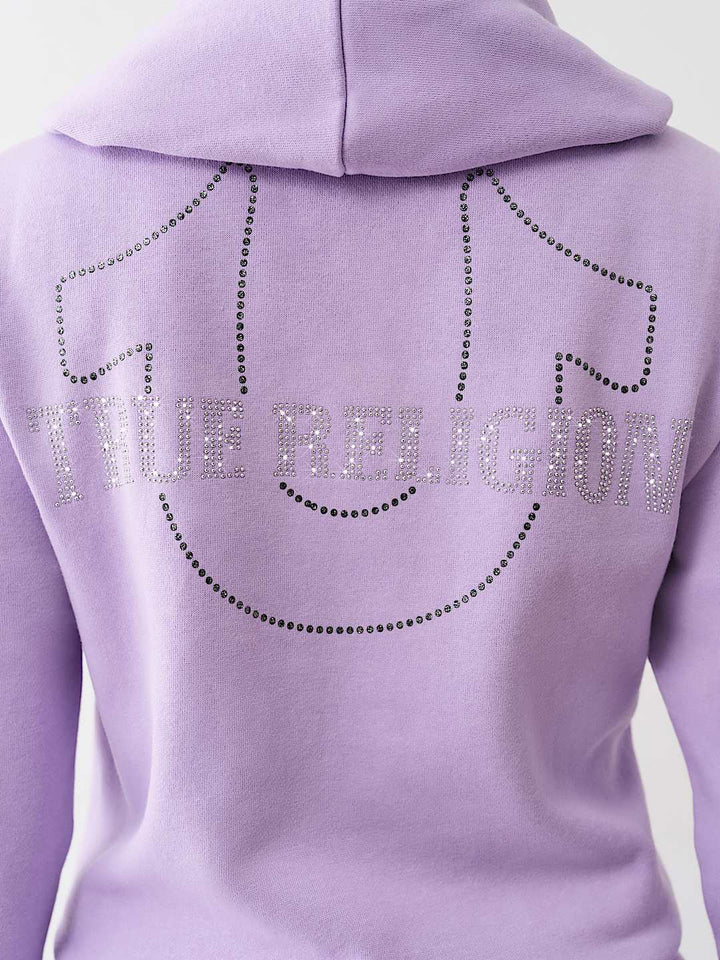 TRUE RELIGION NEW MARKDOWN CRYSTAL HORSESHOE ZIP HOODIE