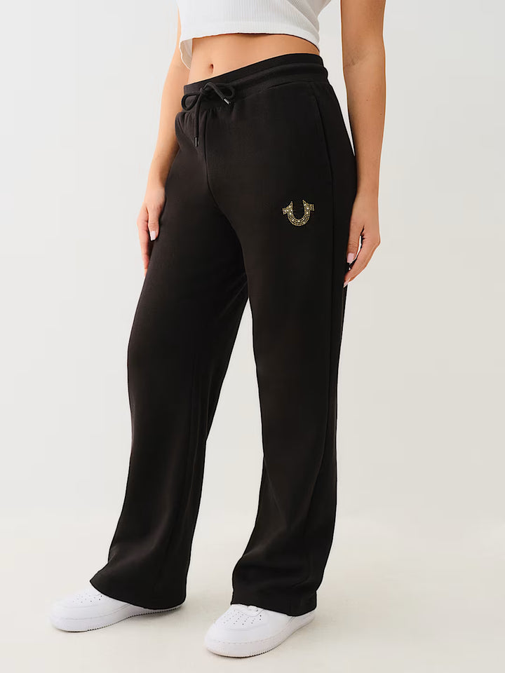 TRUE RELIGION CRYSTAL HORSESHOE STRAIGHT LEG SWEAT PANT