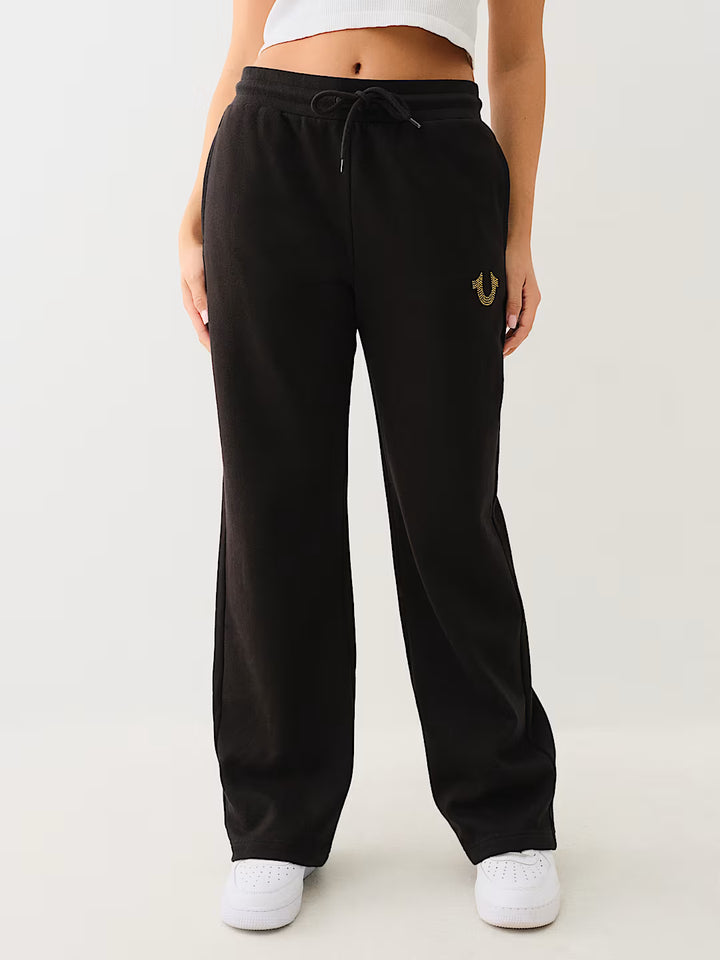 TRUE RELIGION CRYSTAL HORSESHOE STRAIGHT LEG SWEAT PANT