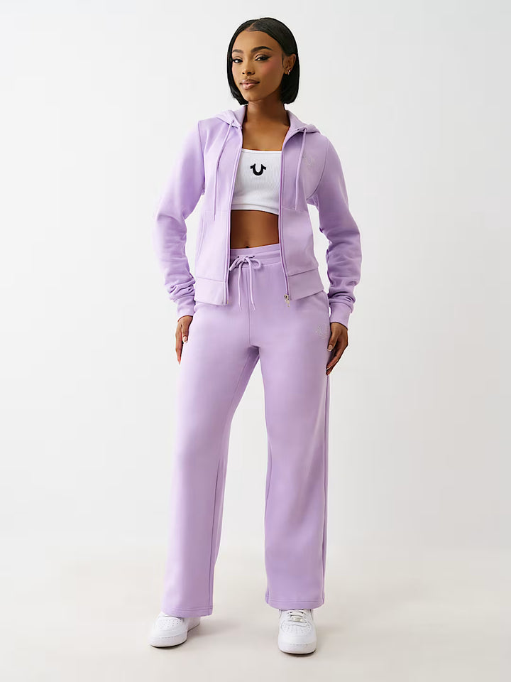 TRUE RELIGION CRYSTAL HORSESHOE STRAIGHT LEG SWEAT PANT