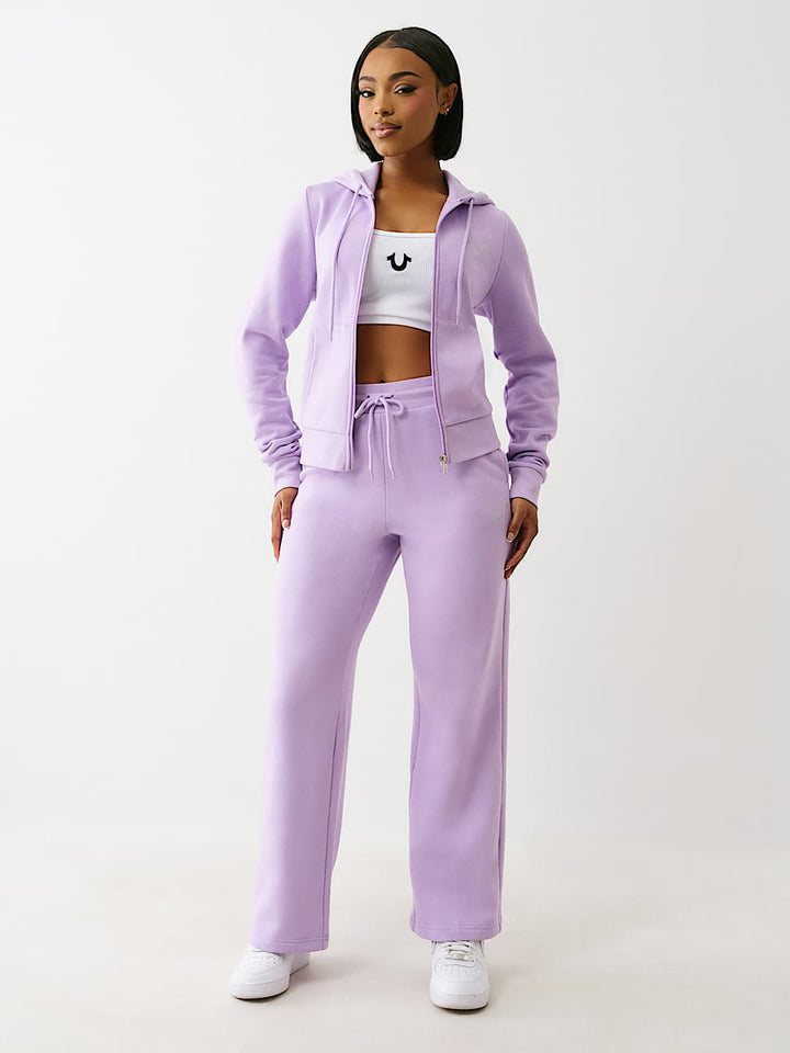 TRUE RELIGION NEW MARKDOWN CRYSTAL HORSESHOE STRAIGHT LEG SWEAT PANT