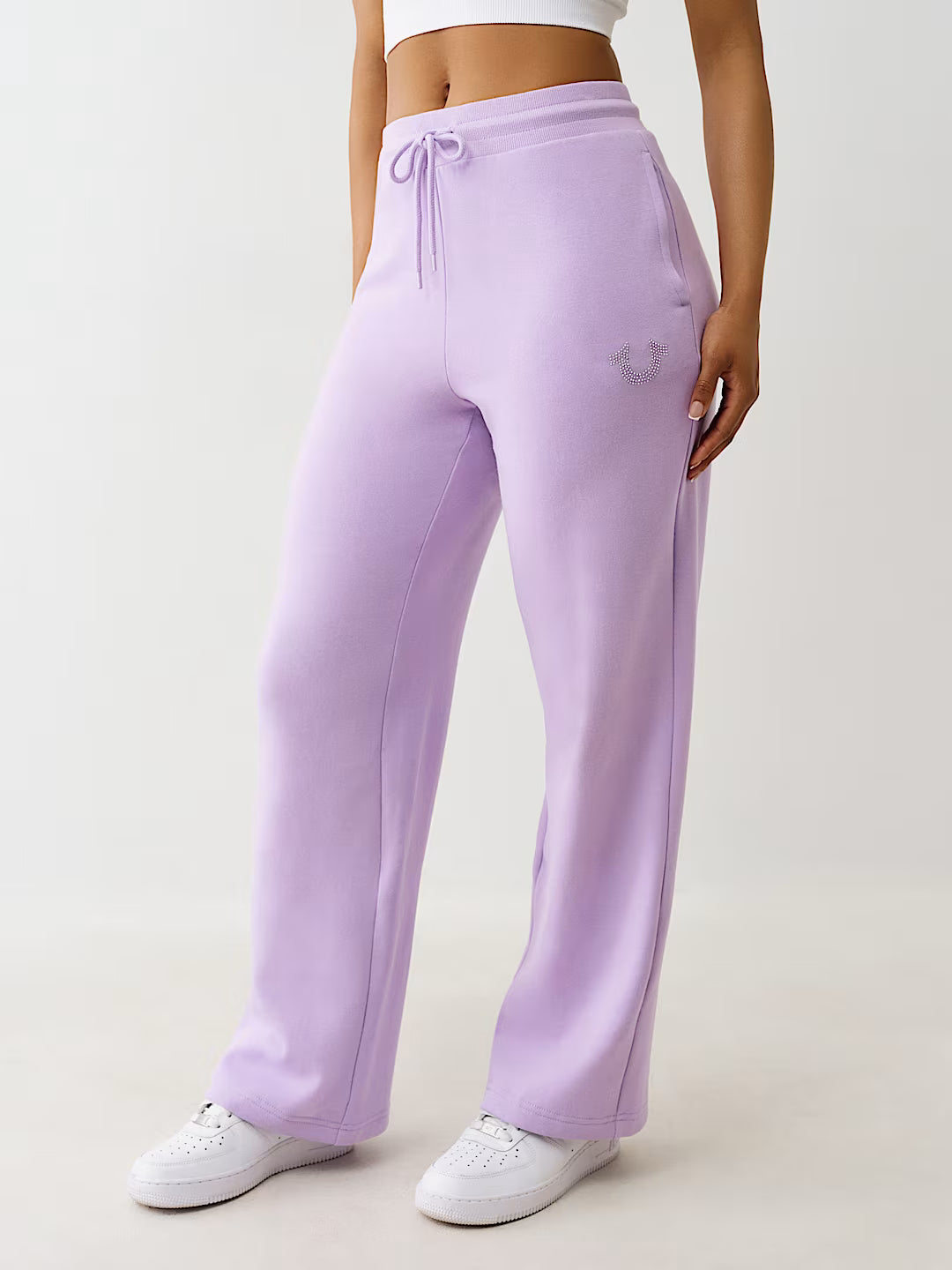 TRUE RELIGION CRYSTAL HORSESHOE STRAIGHT LEG SWEAT PANT