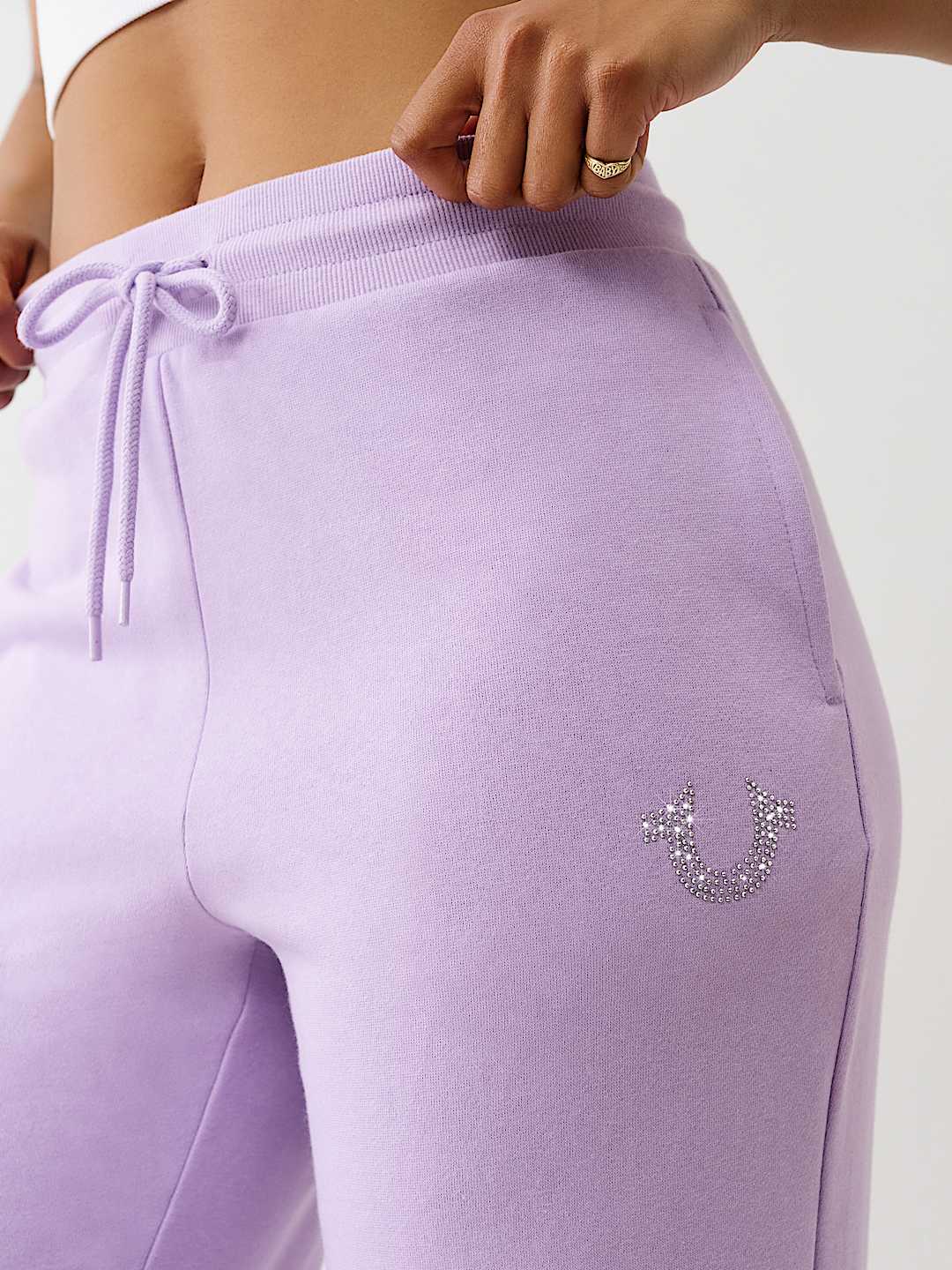 TRUE RELIGION NEW MARKDOWN CRYSTAL HORSESHOE STRAIGHT LEG SWEAT PANT