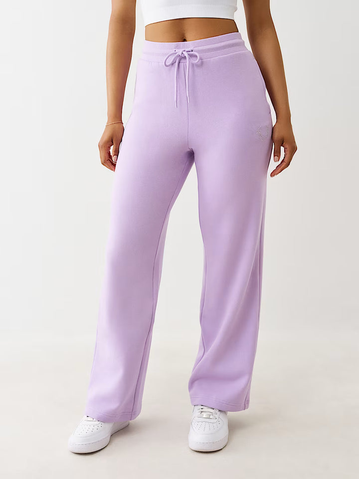 TRUE RELIGION CRYSTAL HORSESHOE STRAIGHT LEG SWEAT PANT