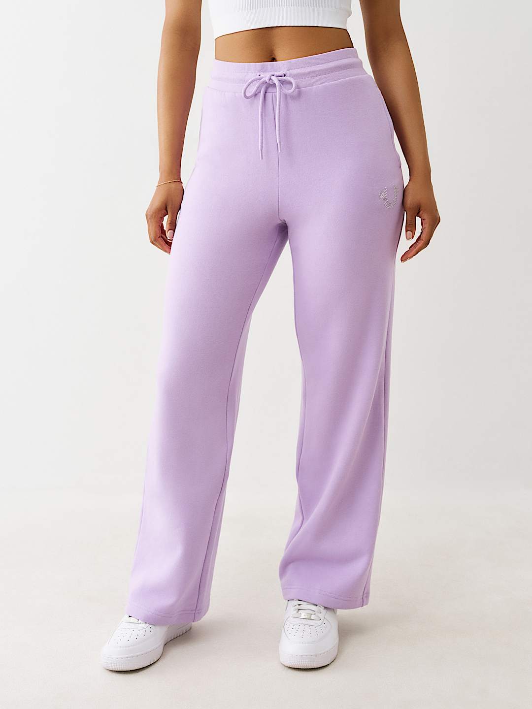 TRUE RELIGION NEW MARKDOWN CRYSTAL HORSESHOE STRAIGHT LEG SWEAT PANT