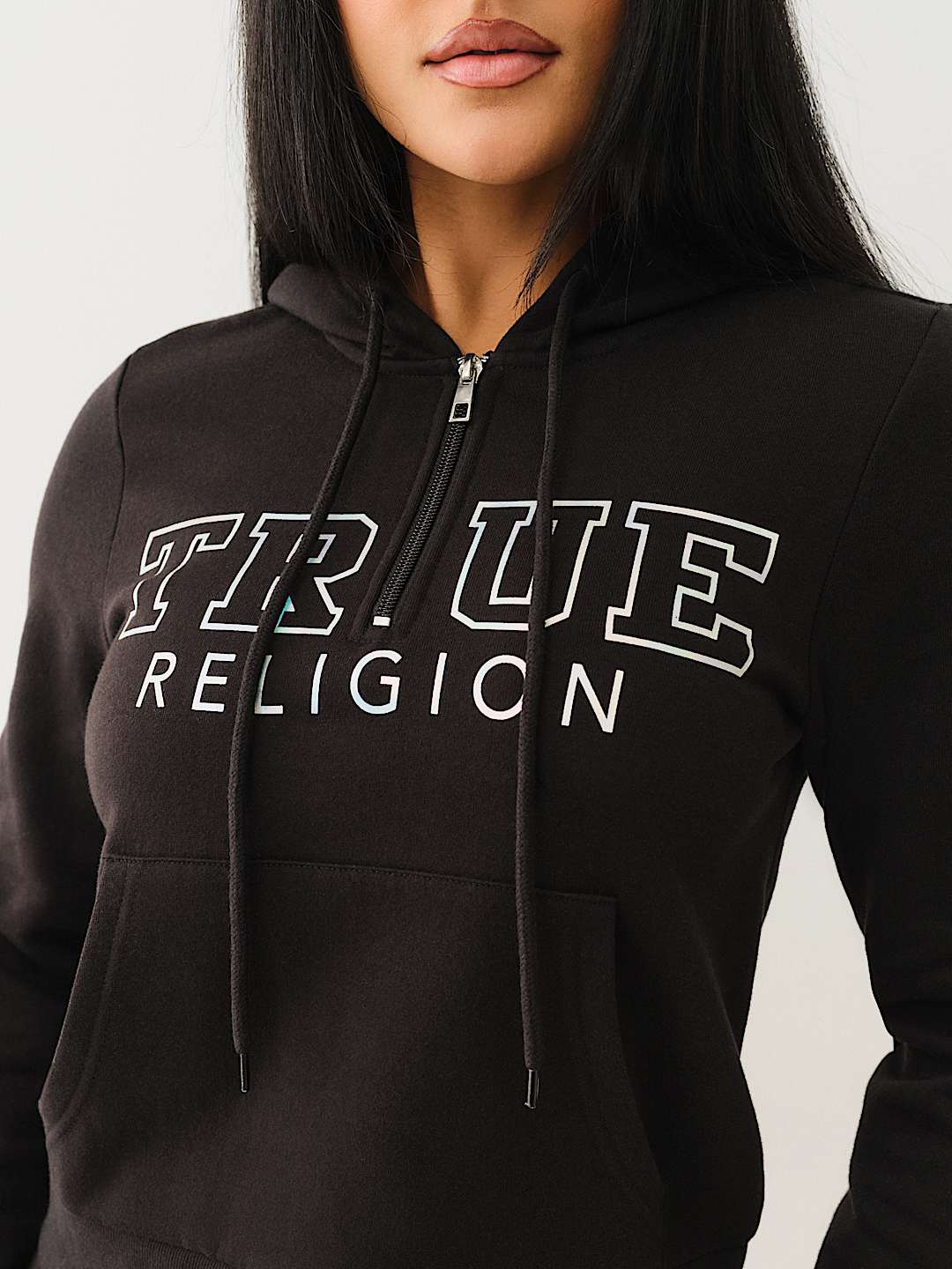 TRUE RELIGION BEST SELLER IRIDESCENT QUARTER ZIP HOODIE